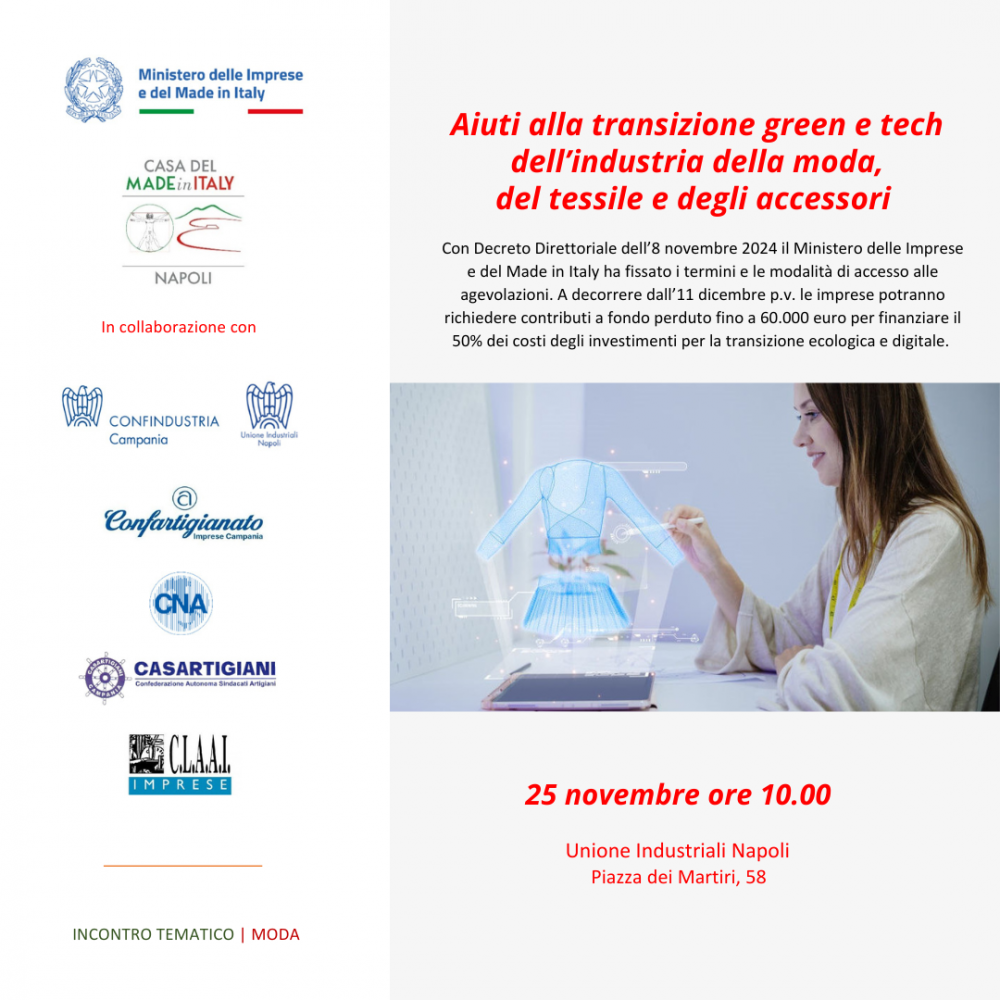 Aiuti alla transizione green e tech dell’industria della moda, del tessile e degli accessori - Incontro tematico